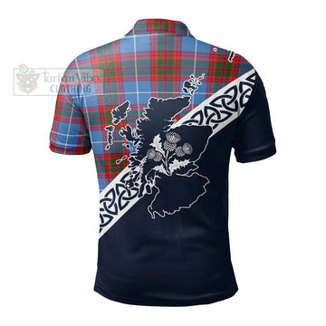 Crichton (Crighton) Tartan Polo Shirt Featuring Thistle and Scotland Map