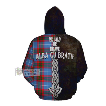 Crichton (Crighton) Tartan Family Crest Cotton Hoodie Alba Gu Brath Be Brave Lion Ancient Style Pullover Hoodie - Tartan Vibes Clothing