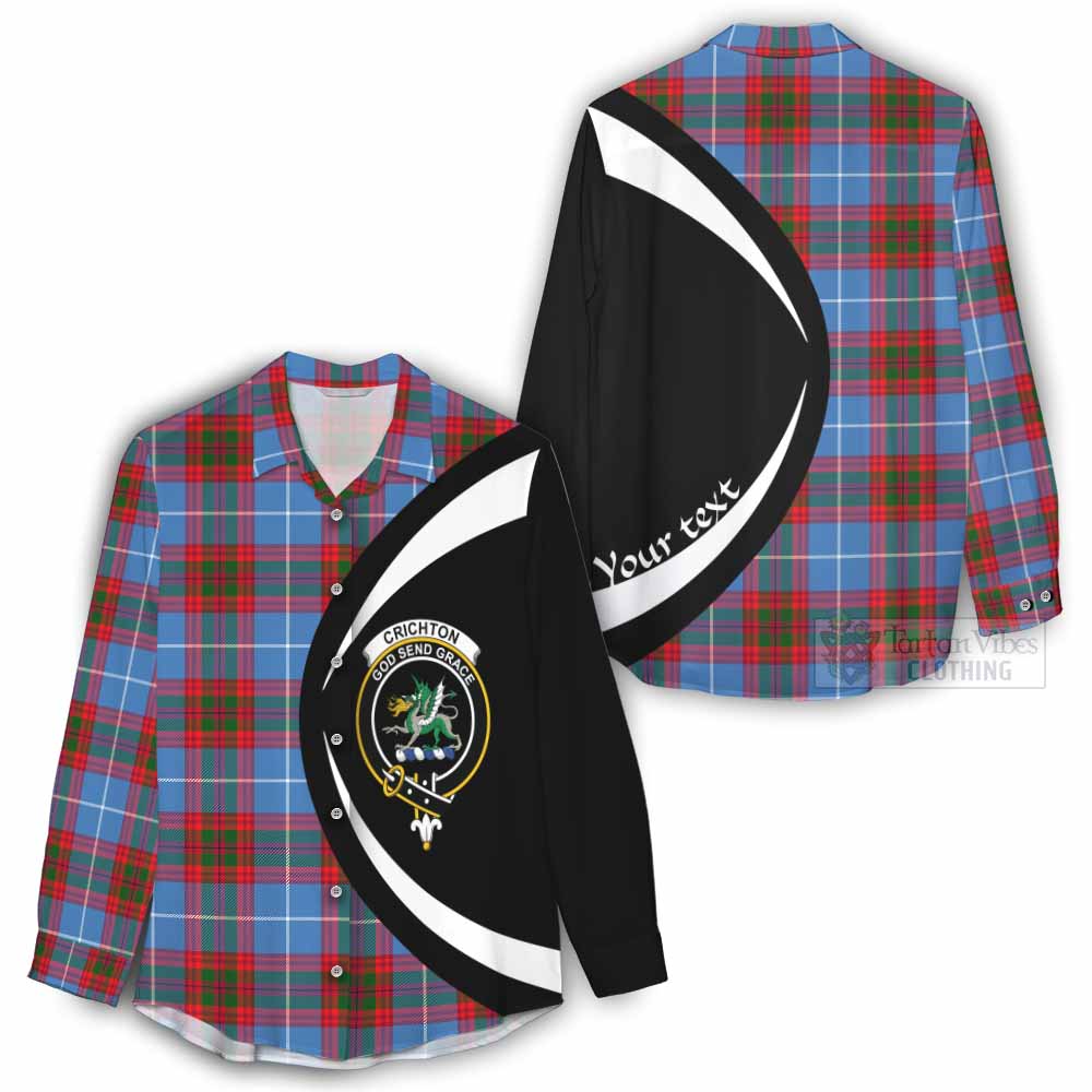 Tartan Vibes Clothing Crichton (Crighton) Tartan Women's Casual Shirt with Family Crest Circle Style