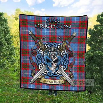 Crichton (Crighton) Tartan Quilt with Celtic Skull Alba Gu Brath Style