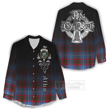 Crichton (Crighton) Tartan Women's Casual Shirt Featuring Alba Gu Brath Family Crest Celtic Inspired