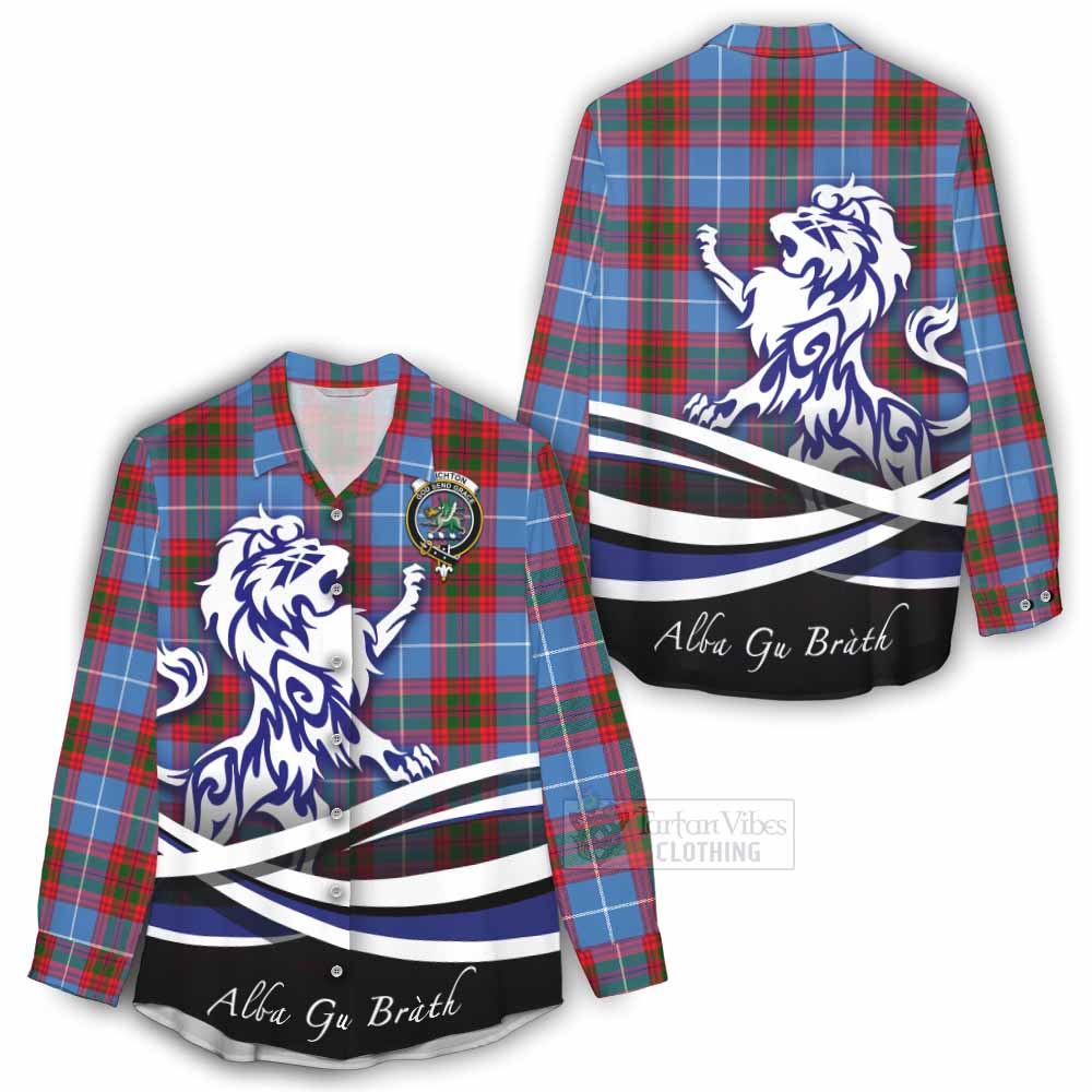 Tartan Vibes Clothing Crichton (Crighton) Tartan Women's Casual Shirt with Alba Gu Brath Regal Lion Emblem