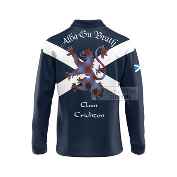 Crichton (Crighton) Tartan Lion Rampant Long Sleeve Polo Shirt Proudly Display Your Heritage with Alba Gu Brath and Clan Name - Tartan Vibes Clothing