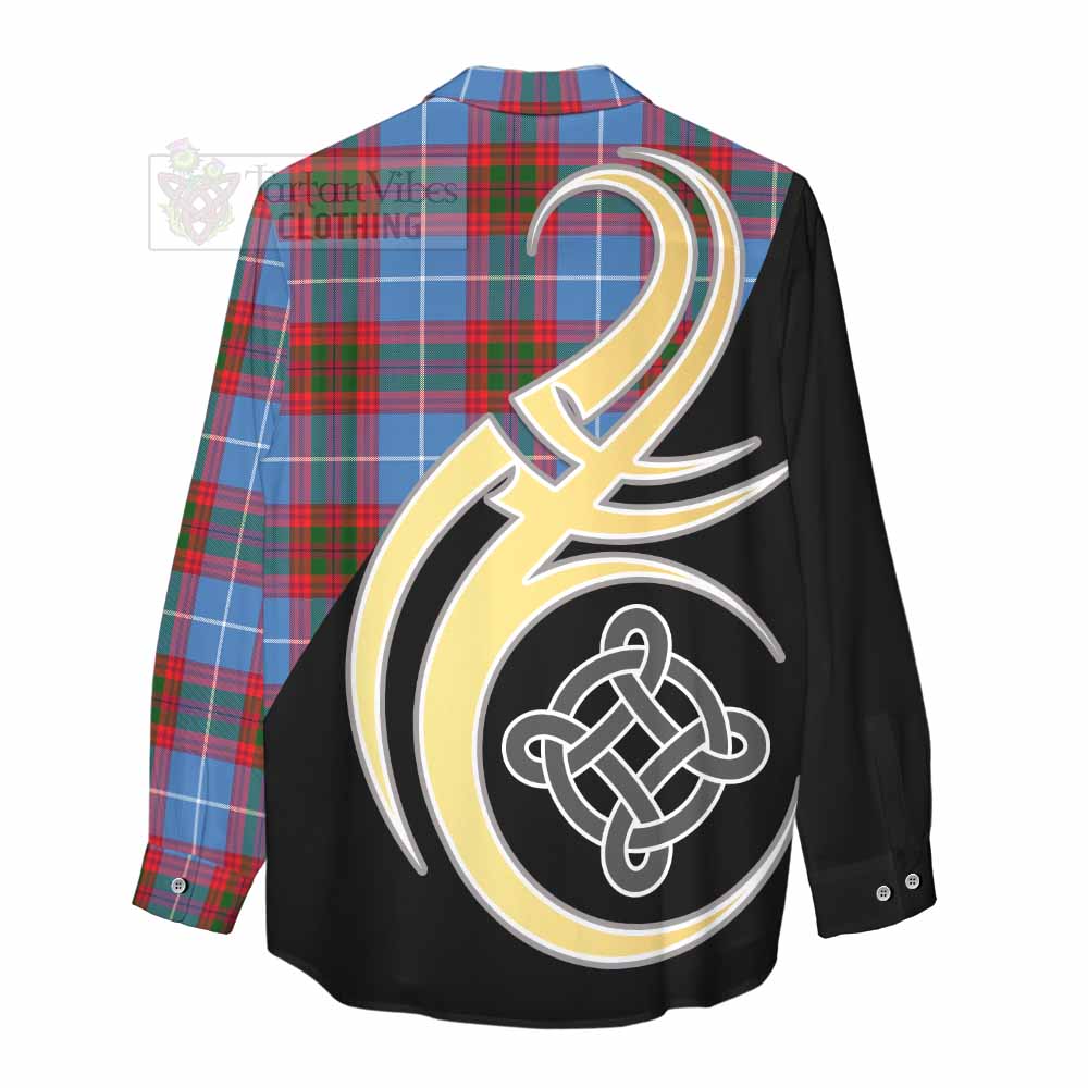 Tartan Vibes Clothing Crichton (Crighton) Tartan Women's Casual Shirt with Family Crest and Celtic Symbol Style