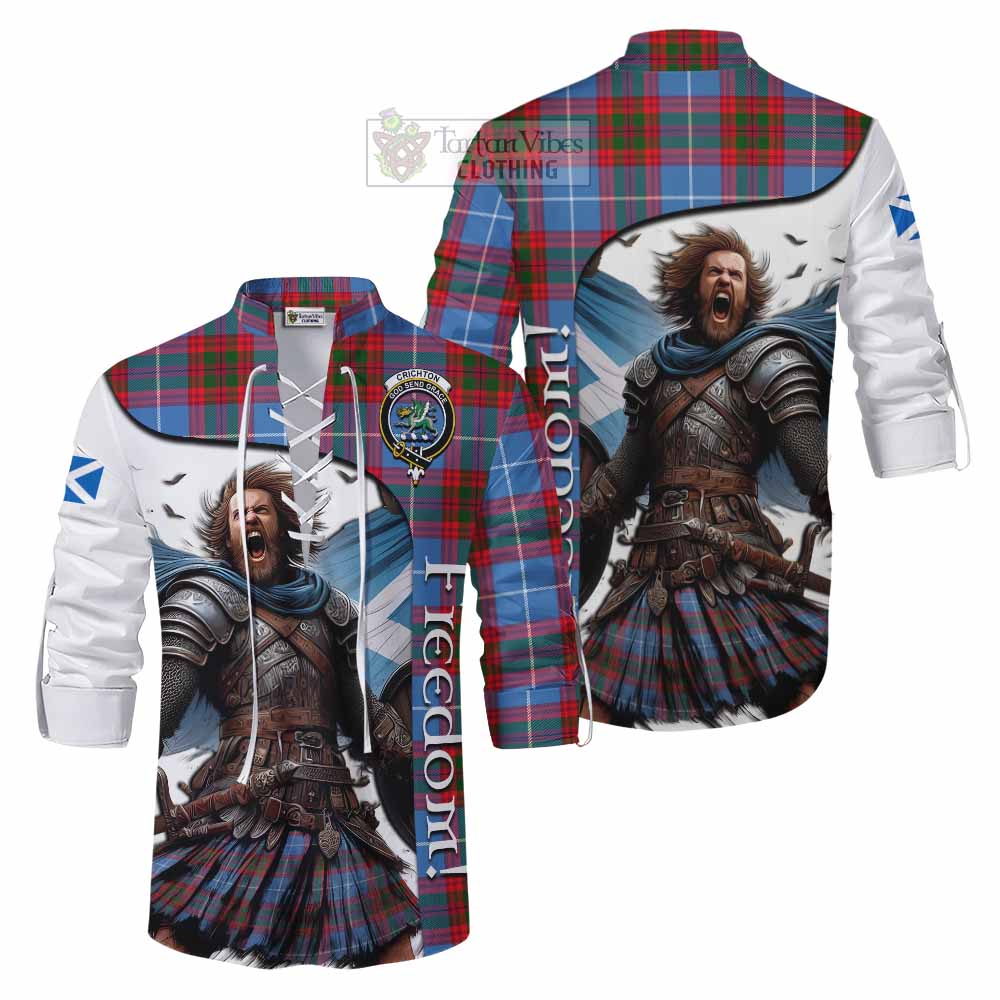 Tartan Vibes Clothing Crichton (Crighton) Crest Tartan Ghillie Kilt Shirt Inspired by the Freedom of Scottish Warrior