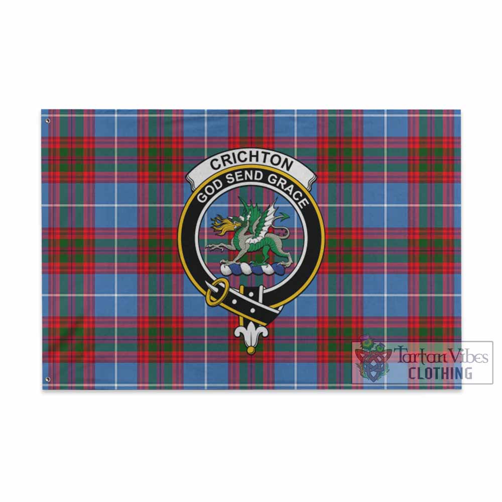 Tartan Vibes Clothing Crichton (Crighton) Tartan House Flag with Family Crest