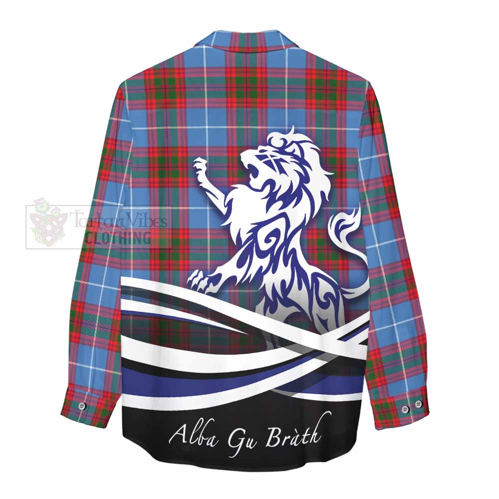 Tartan Vibes Clothing Crichton (Crighton) Tartan Women's Casual Shirt with Alba Gu Brath Regal Lion Emblem