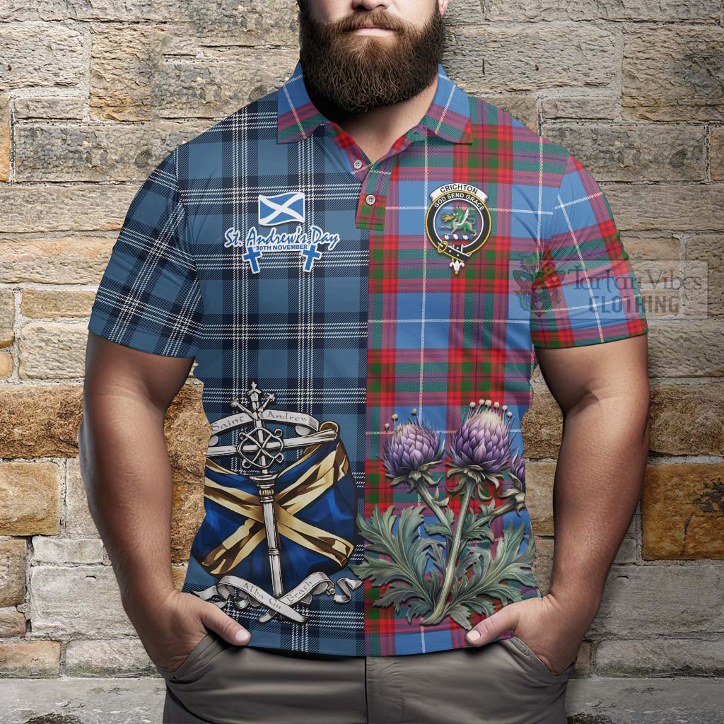 Tartan Vibes Clothing Crichton (Crighton) Tartan Polo Shirt Happy St. Andrew's Day Half Tartan Style