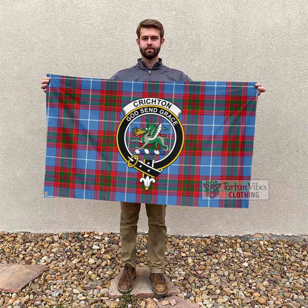 Tartan Vibes Clothing Crichton (Crighton) Tartan House Flag with Family Crest