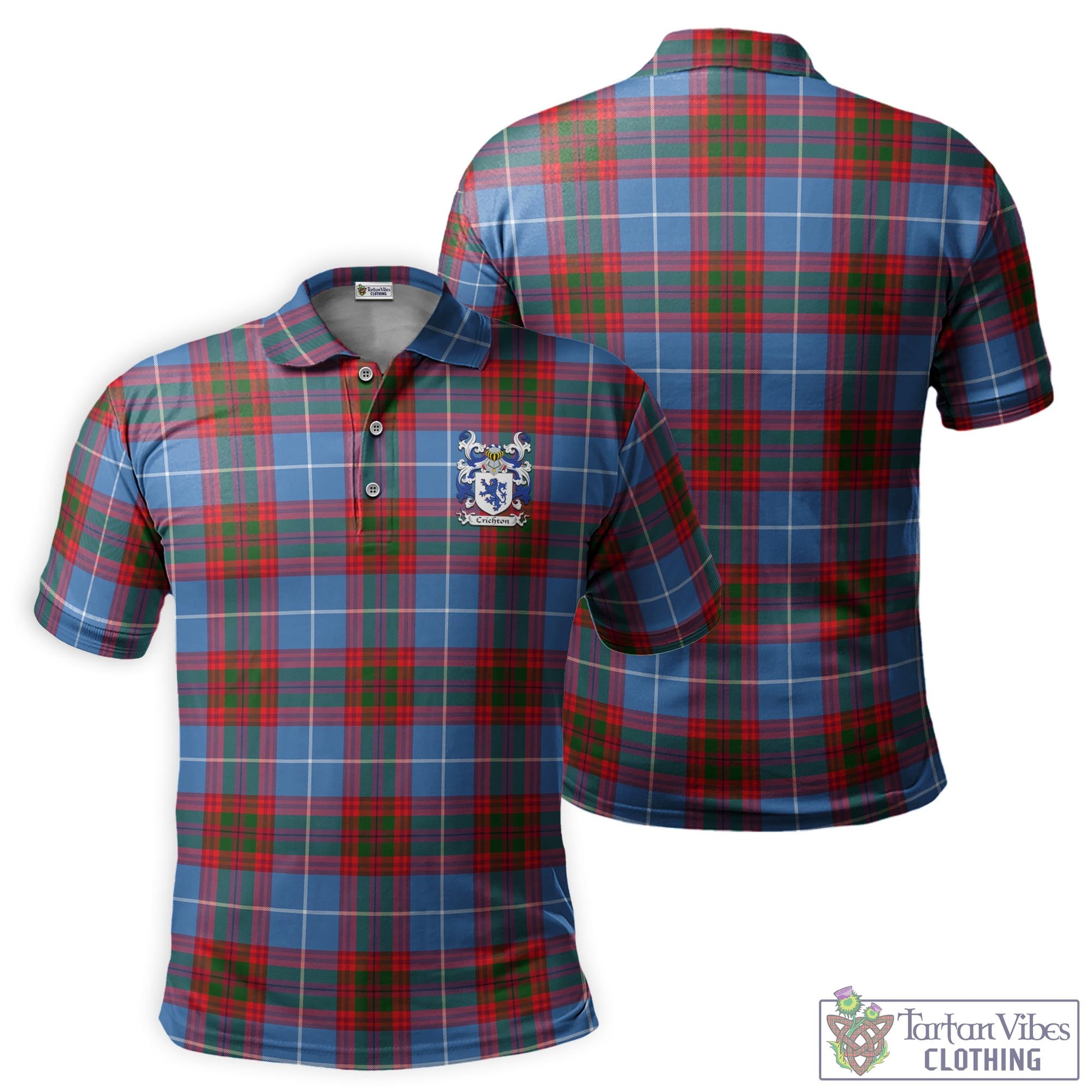 Crichton (Crighton) Tartan Men's Polo Shirt with Coat of Arms Kid - Tartan Vibes Clothing