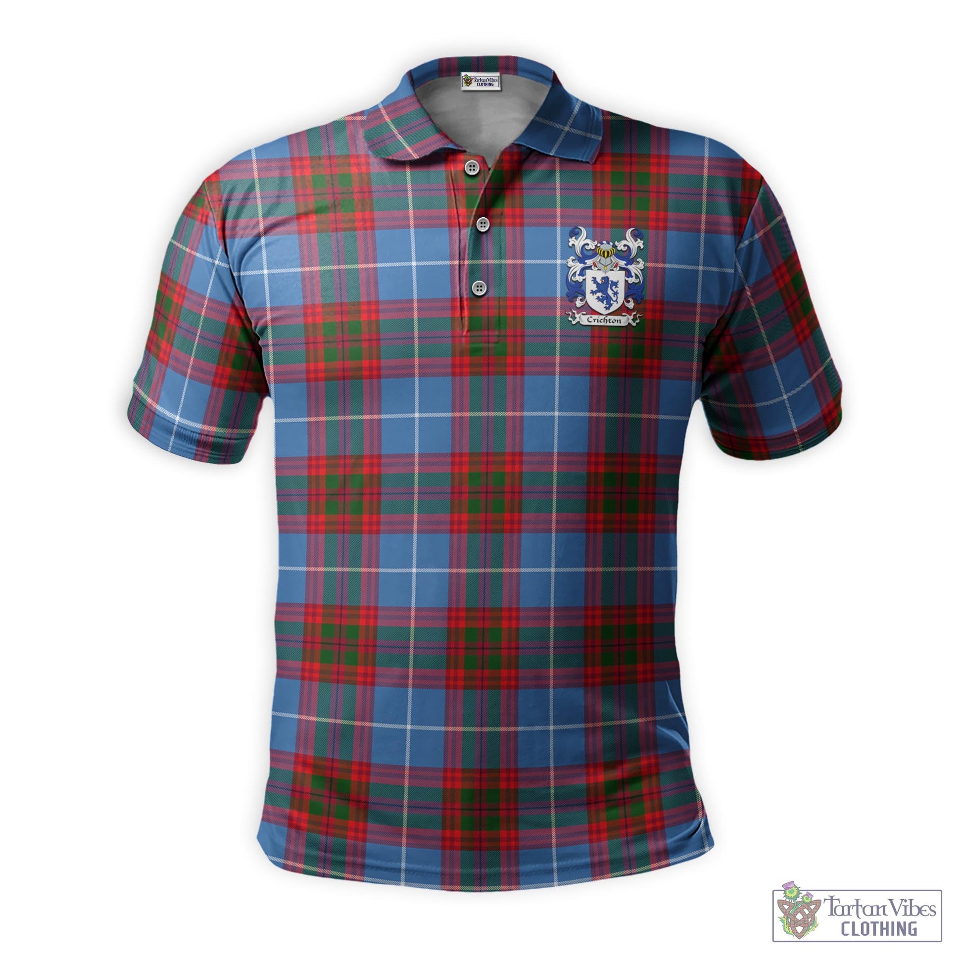 Crichton (Crighton) Tartan Men's Polo Shirt with Coat of Arms - Tartan Vibes Clothing