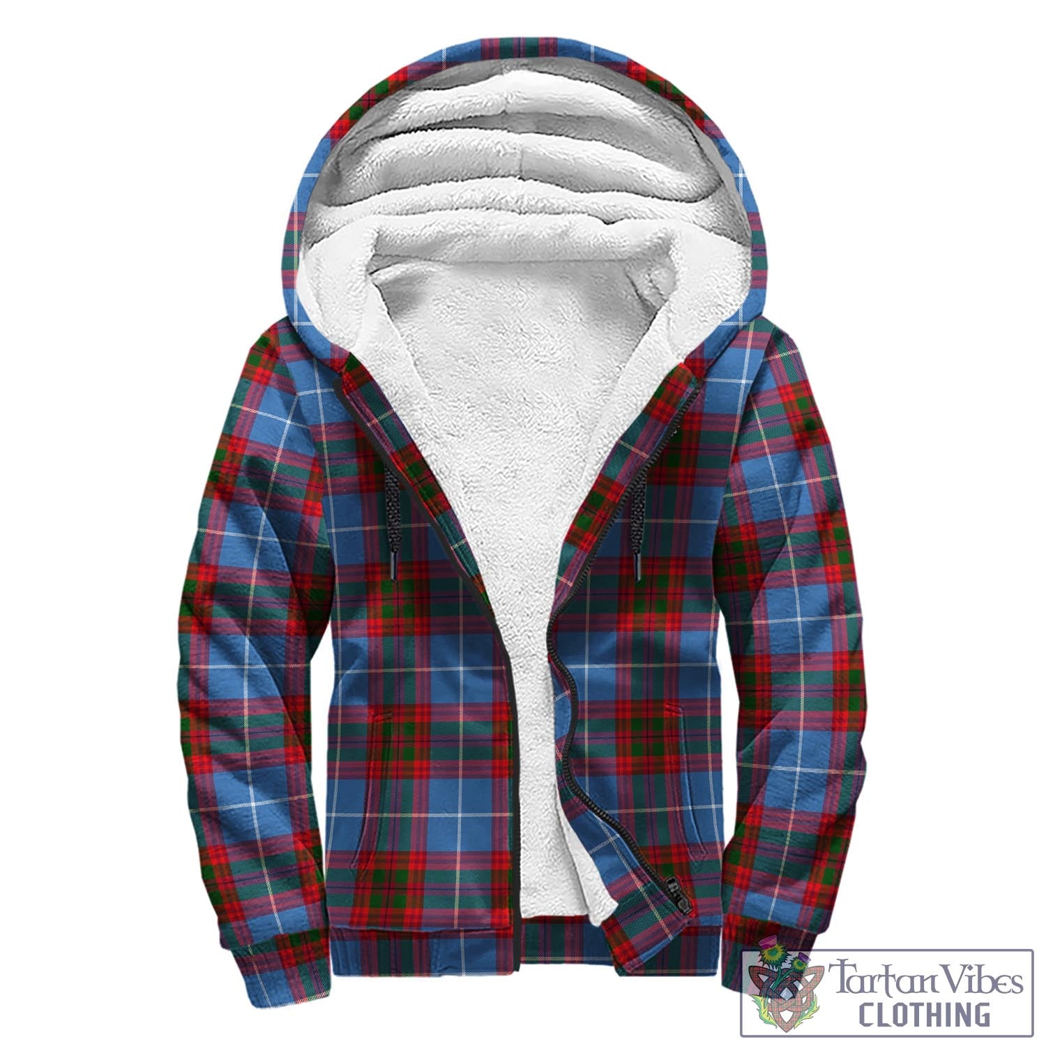 Tartan Vibes Clothing Crichton Tartan Sherpa Hoodie with Coat of Arms