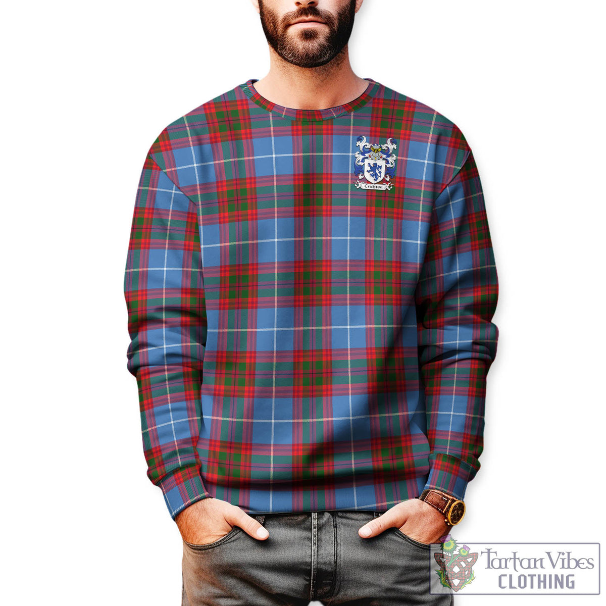 Crichton (Crighton) Tartan Sweatshirt with Coat of Arms Unisex - Tartan Vibes Clothing