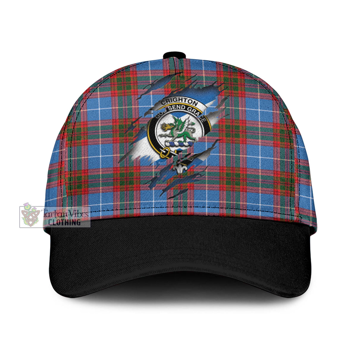 Crighton Tartan Classic Baseball Cap with Family Crest In Me Style Classic Cap Universal Fit - Tartan Vibes Clothing