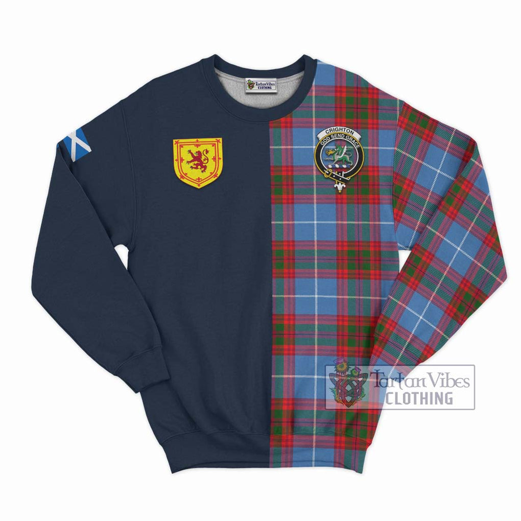Crighton Tartan Sweatshirt Alba with Scottish Lion Royal Arm Half Style Unisex - Tartan Vibes Clothing