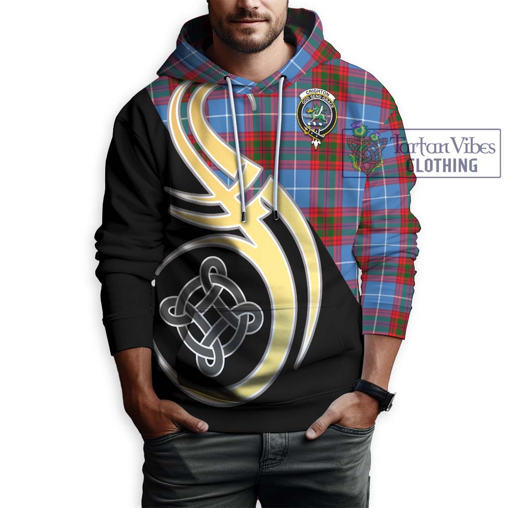 Tartan Vibes Clothing Crighton Tartan Hoodie with Family Crest and Celtic Symbol Style