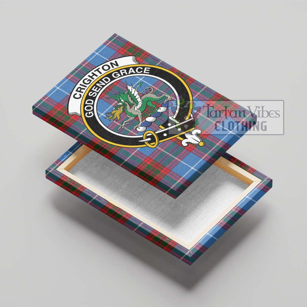 Crighton Tartan Canvas Print Wall Art with Family Crest - Tartan Vibes Clothing