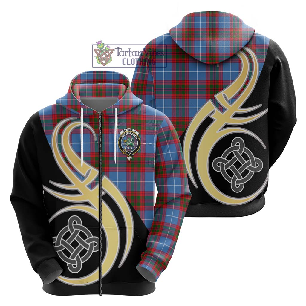 Tartan Vibes Clothing Crighton Tartan Hoodie with Family Crest and Celtic Symbol Style