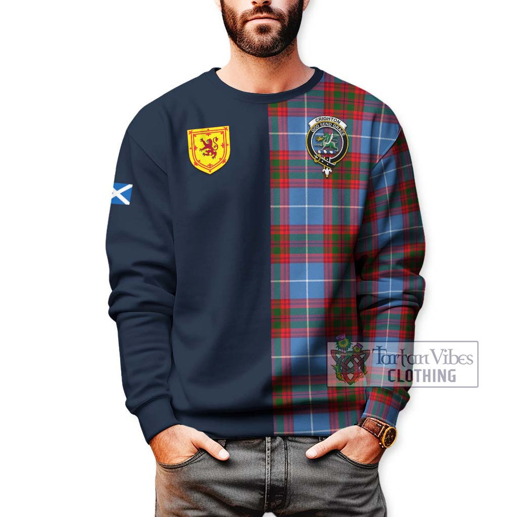 Crighton Tartan Sweatshirt Alba with Scottish Lion Royal Arm Half Style - Tartan Vibes Clothing