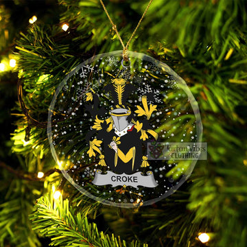 Croke Irish Clan Christmas Glass Ornament with Coat of Arms