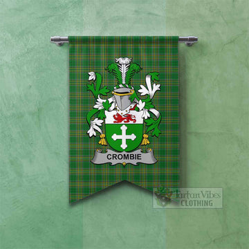 Crombie Irish Clan Tartan Gonfalon, Tartan Banner with Coat of Arms Fishtail - Tartan Vibes Clothing