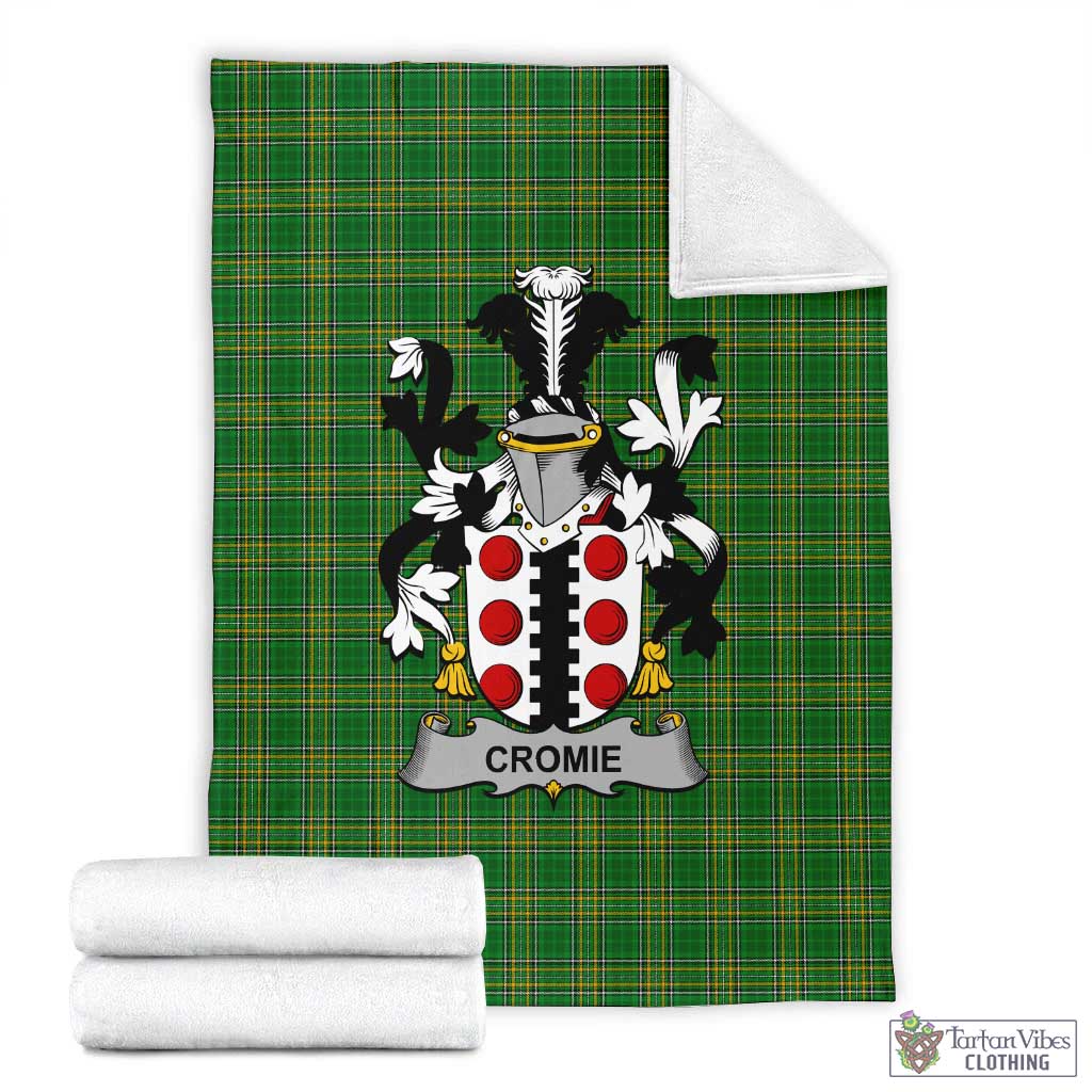 Tartan Vibes Clothing Cromie Irish Clan Tartan Blanket with Coat of Arms