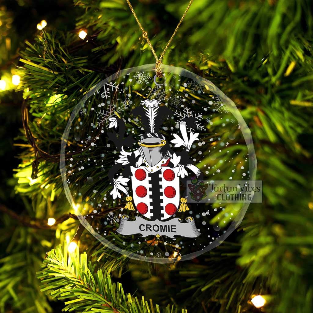 Tartan Vibes Clothing Cromie Irish Clan Christmas Glass Ornament with Coat of Arms