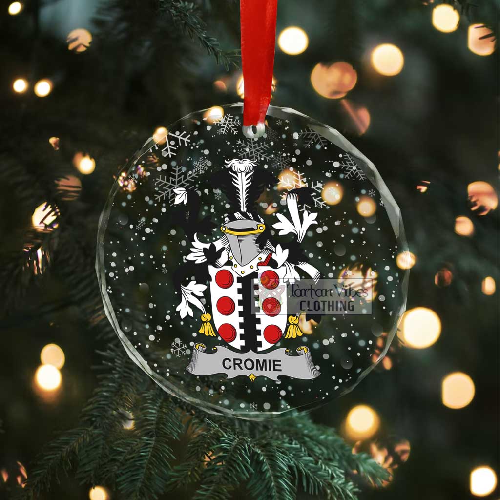 Tartan Vibes Clothing Cromie Irish Clan Christmas Glass Ornament with Coat of Arms