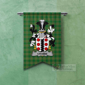 Cromie Irish Clan Tartan Gonfalon, Tartan Banner with Coat of Arms Fishtail - Tartan Vibes Clothing