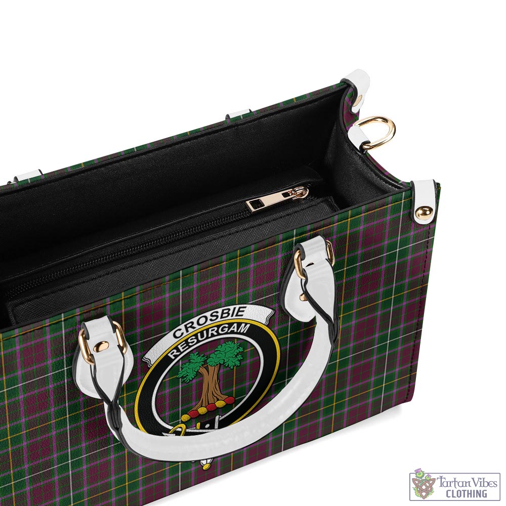 Tartan Vibes Clothing Crosbie Tartan Luxury Leather Handbags with Family Crest