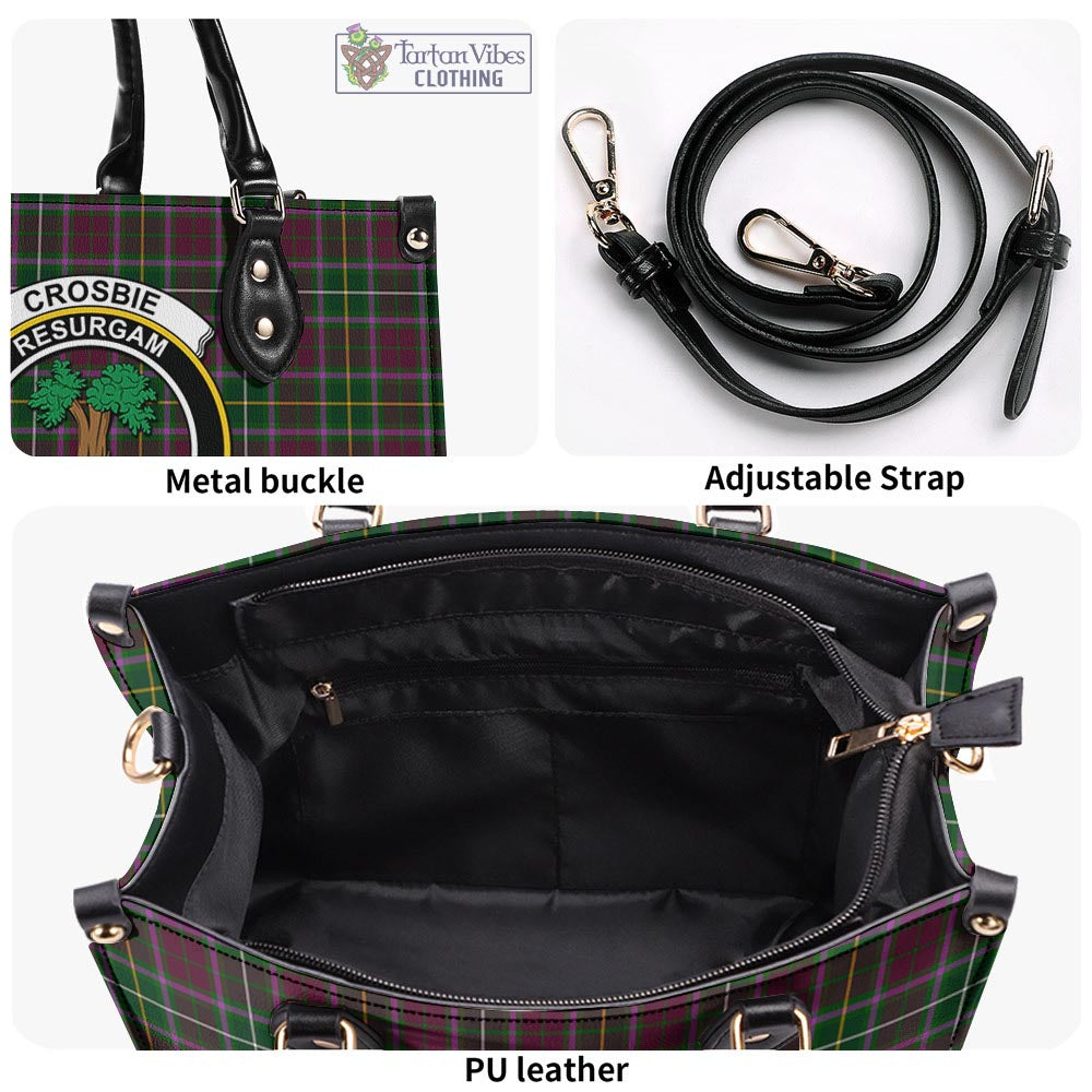 Tartan Vibes Clothing Crosbie Tartan Luxury Leather Handbags with Family Crest