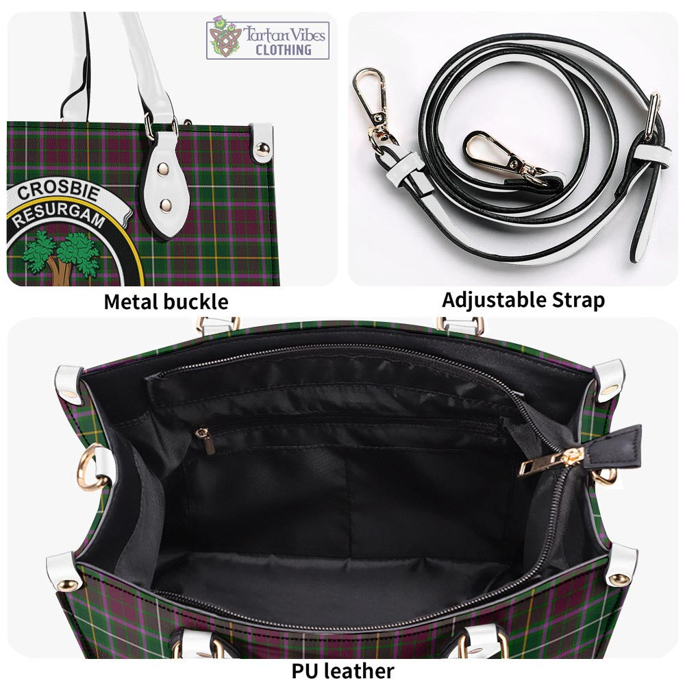 Tartan Vibes Clothing Crosbie Tartan Luxury Leather Handbags with Family Crest