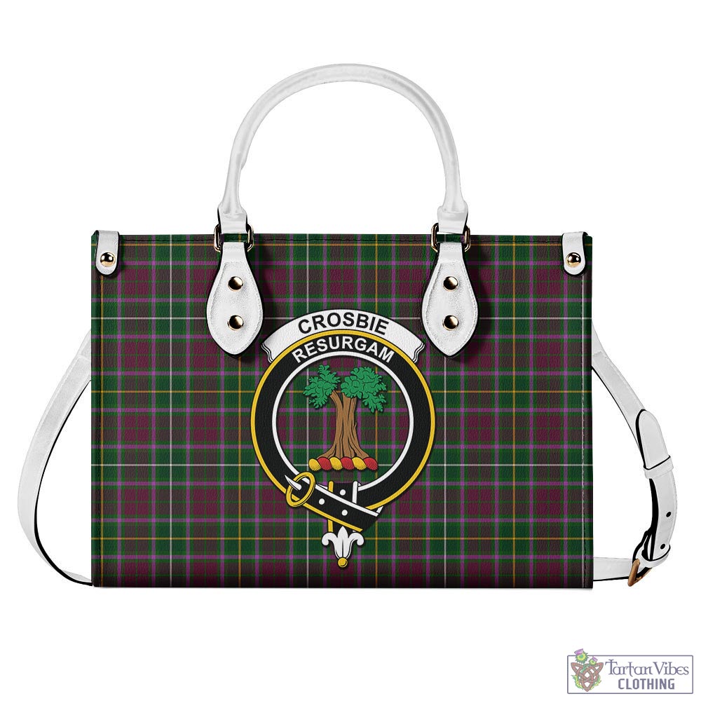 Tartan Vibes Clothing Crosbie Tartan Luxury Leather Handbags with Family Crest