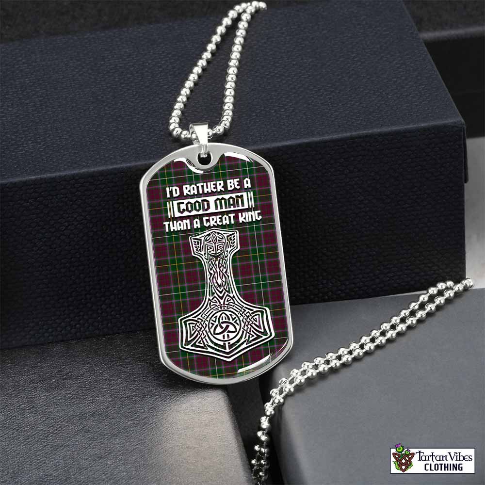 Tartan Vibes Clothing Crosbie Tartan Dog Tag Necklace Viking Mjolnir Style