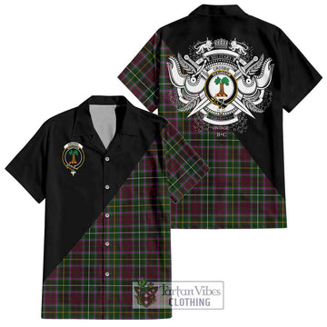 Crosbie Tartan Short Sleeve Button Shirt with Family Crest and Military Logo Style