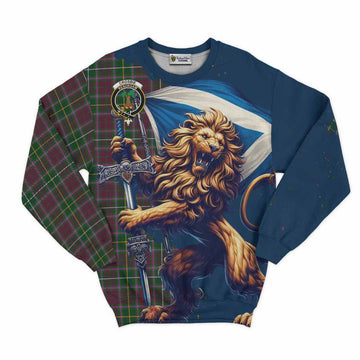 Crosbie Tartan Family Crest Sweatshirt with Scottish Majestic Lion