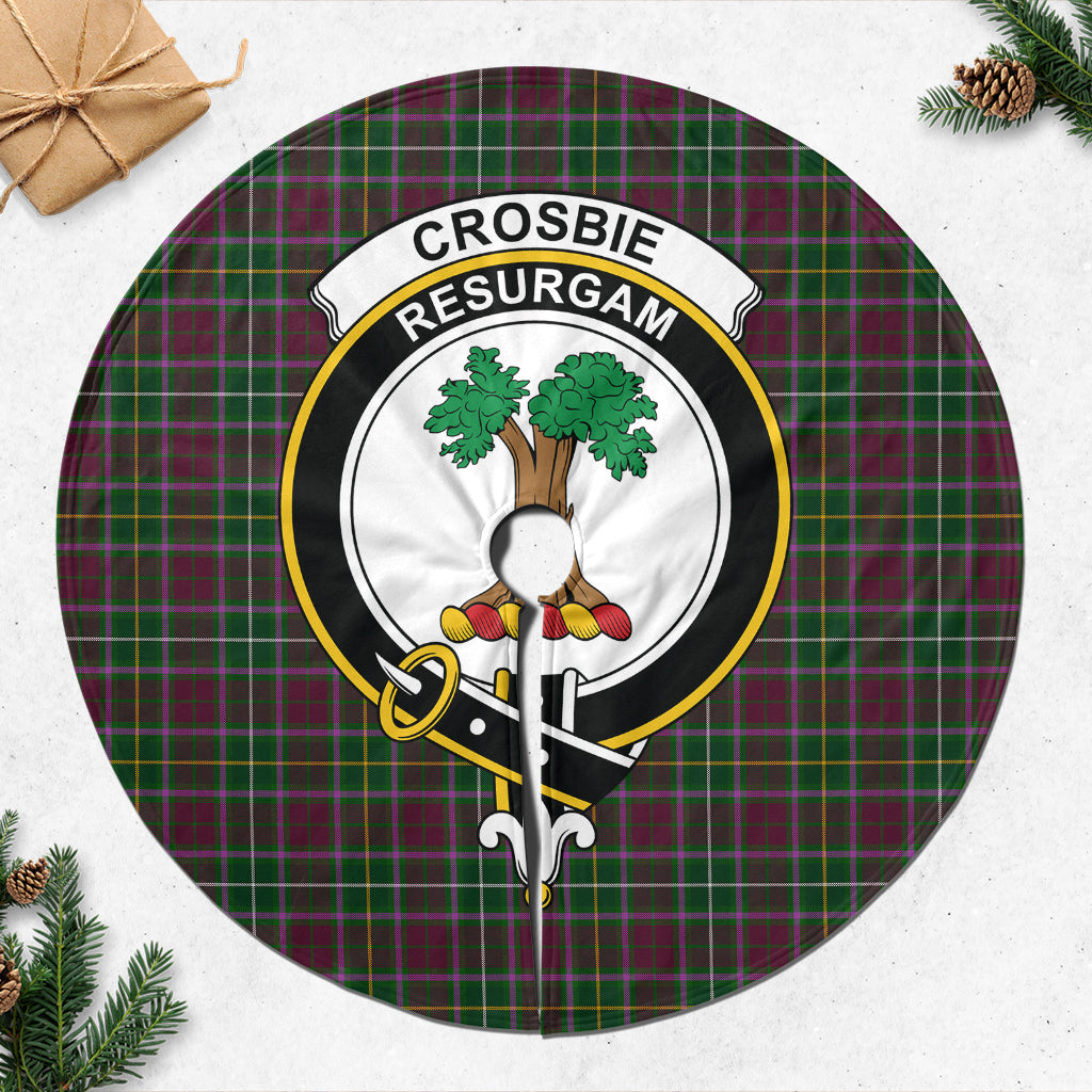 Crosbie Tartan Christmas Tree Skirt with Family Crest - Tartanvibesclothing