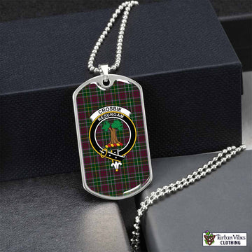 Crosbie Tartan Dog Tag Necklace with Family Crest