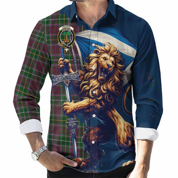 Crosbie Tartan Family Crest Long Sleeve Button Shirt with Scottish Majestic Lion