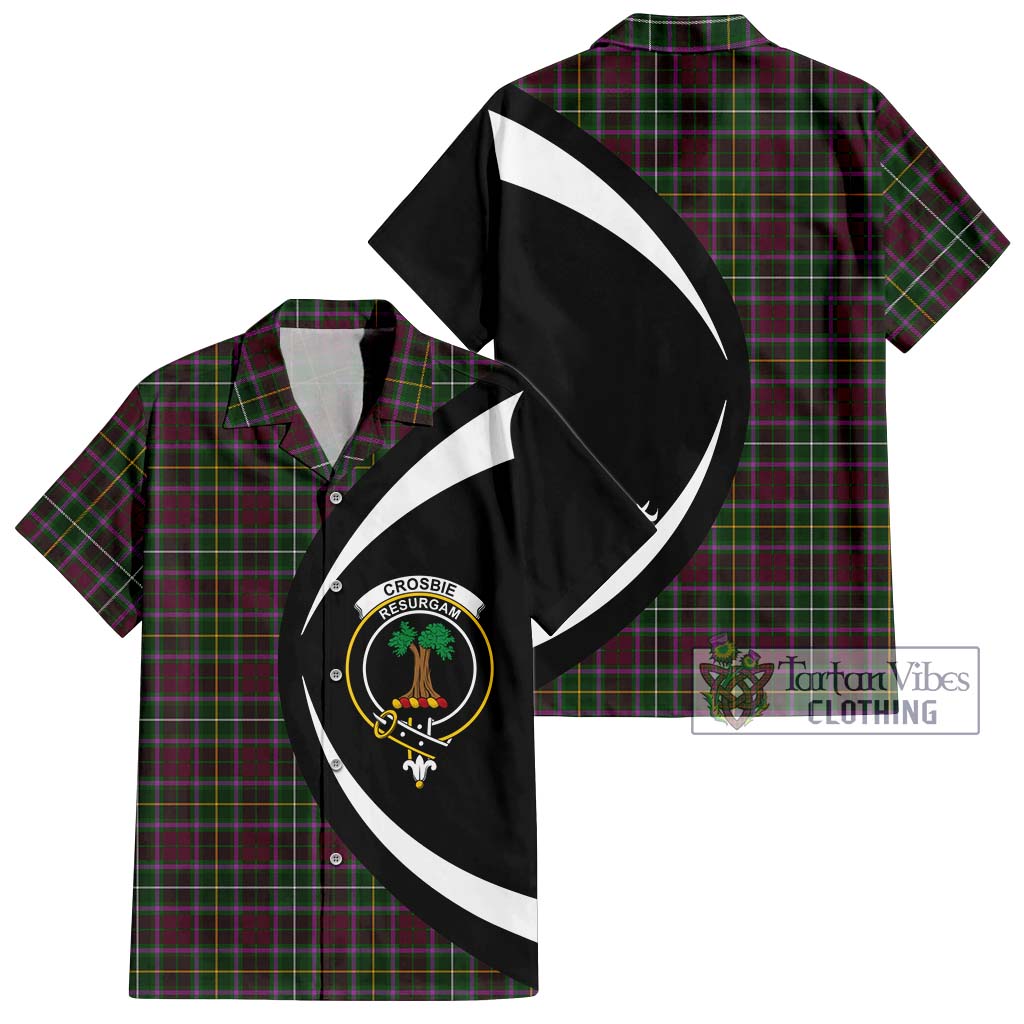 Tartan Vibes Clothing Crosbie Tartan Short Sleeve Button Up with Family Crest Circle Style