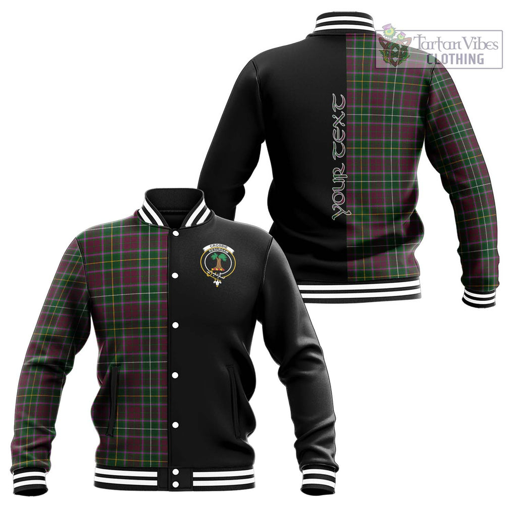 Crosbie Tartan Baseball Jacket with Family Crest and Half Of Me Style Unisex - Tartanvibesclothing Shop