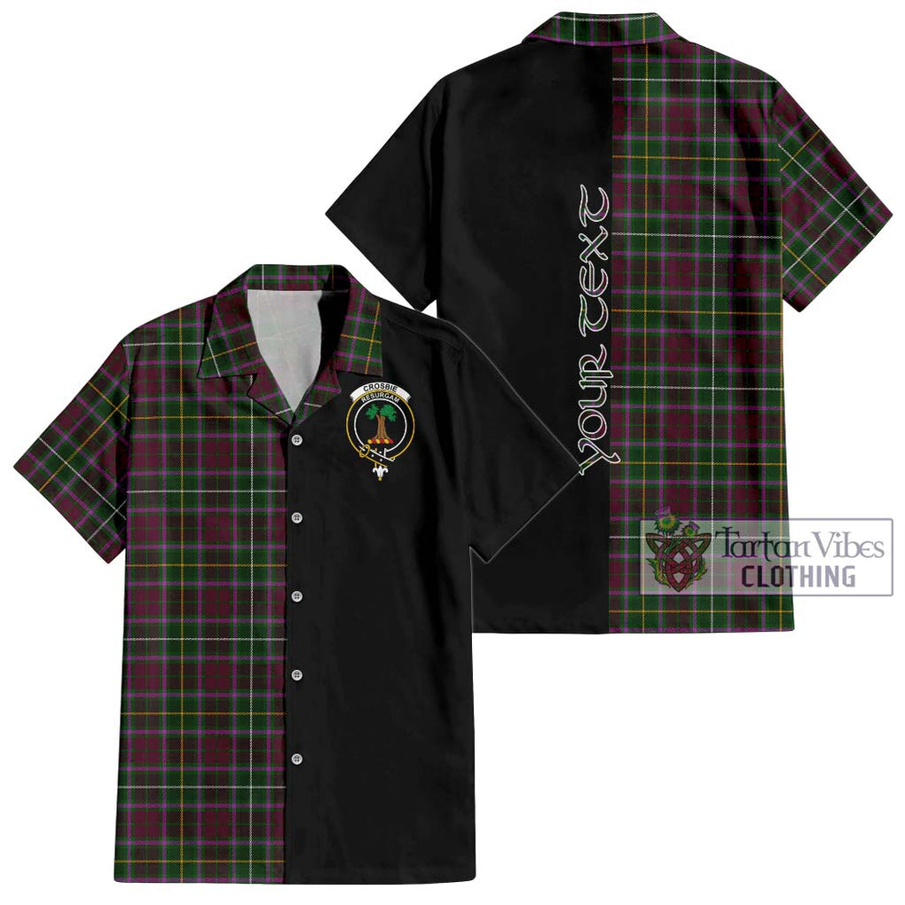 Crosbie Tartan Short Sleeve Button Shirt with Family Crest and Half Of Me Style Kid - Tartanvibesclothing Shop