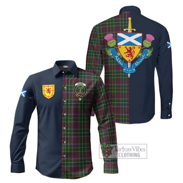 Crosbie Tartan Long Sleeve Button Shirt with Scottish Lion Royal Arm Half Style