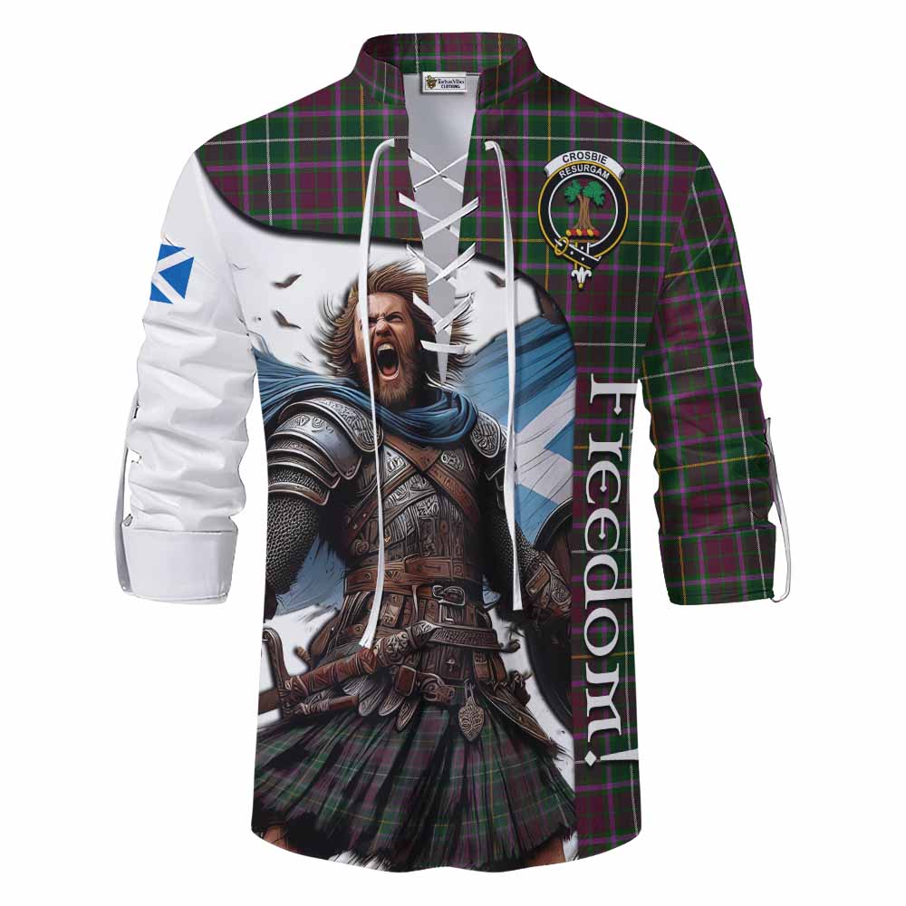 Tartan Vibes Clothing Crosbie Crest Tartan Ghillie Kilt Shirt Inspired by the Freedom of Scottish Warrior