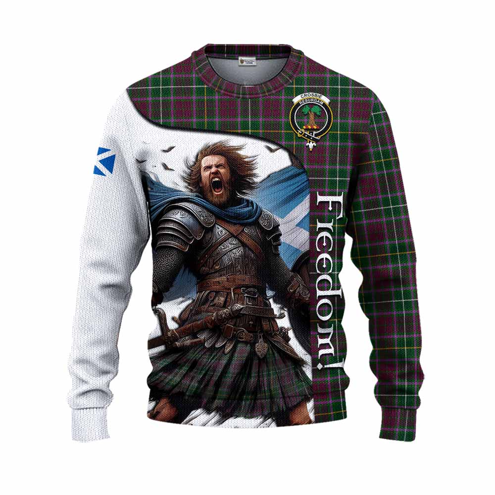 Tartan Vibes Clothing Crosbie Crest Tartan Knitted Sweater Inspired by the Freedom of Scottish Warrior