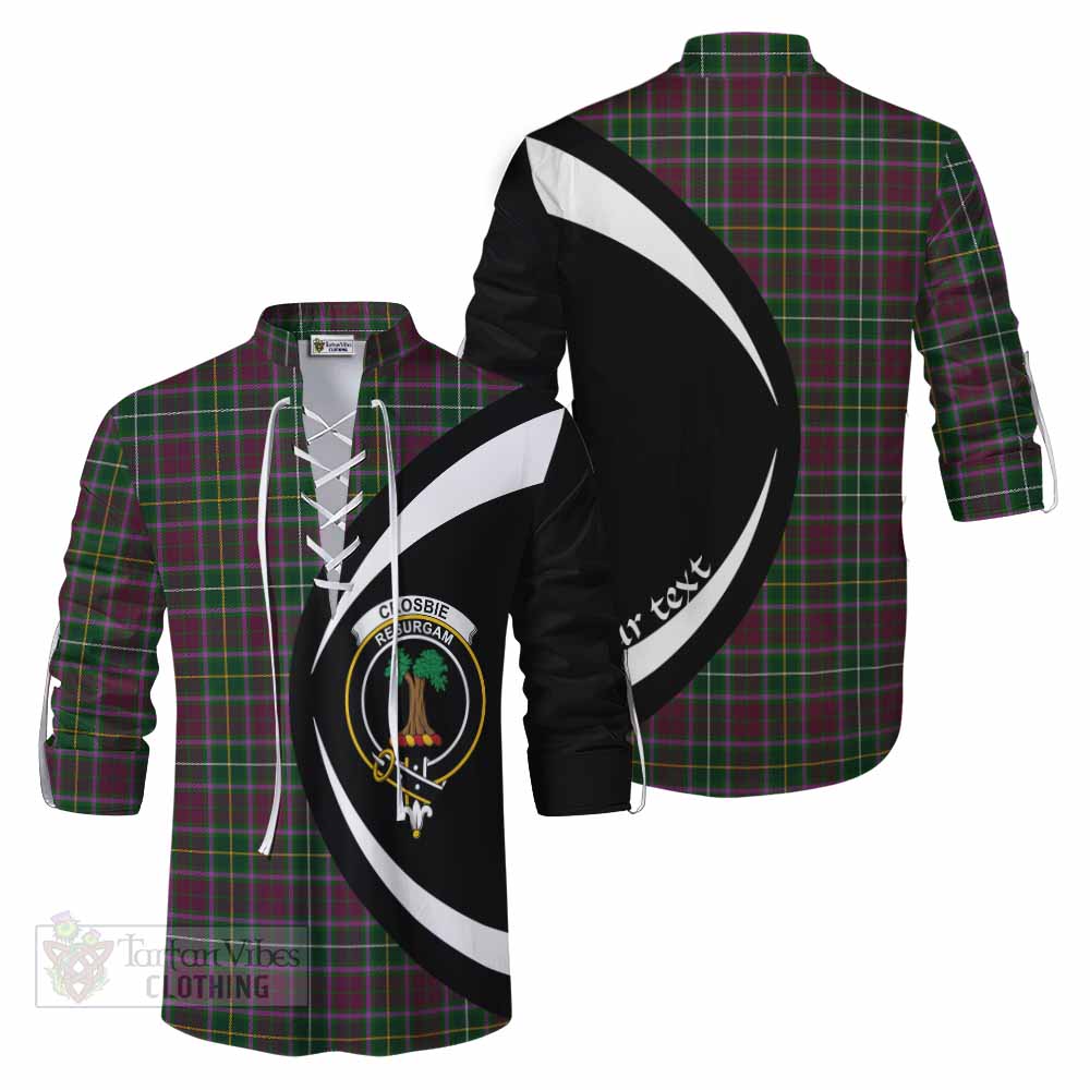 Tartan Vibes Clothing Crosbie Tartan Ghillie Kilt Shirt with Family Crest Circle Style