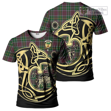 Crosbie Tartan T-Shirt with Family Crest Celtic Wolf Style