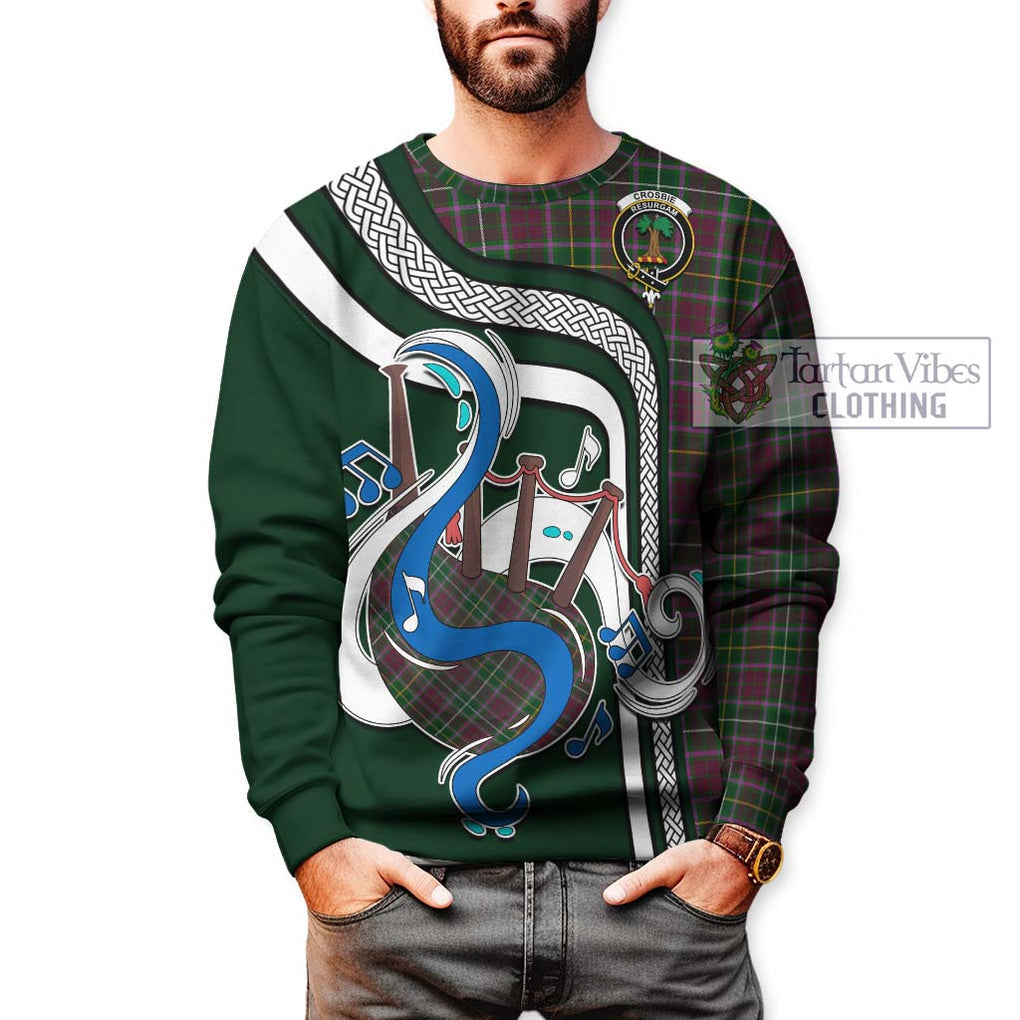 Crosbie Tartan Sweatshirt with Epic Bagpipe Style Unisex - Tartanvibesclothing Shop