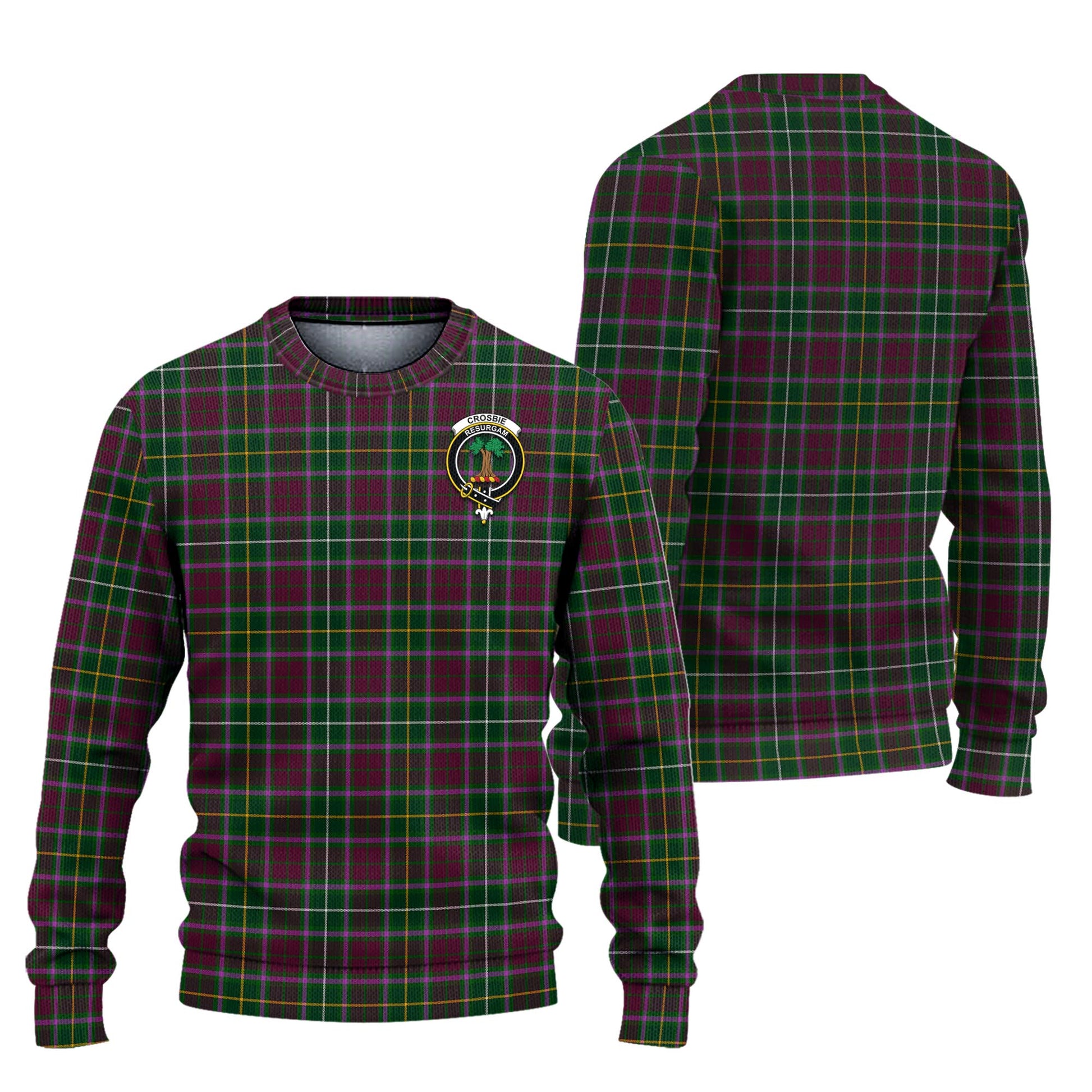 Crosbie Tartan Knitted Sweater with Family Crest Unisex - Tartanvibesclothing