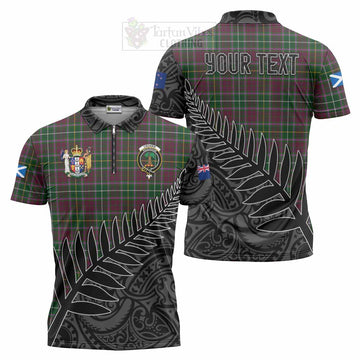 Crosbie Crest Tartan Zipper Polo Shirt with New Zealand Silver Fern Half Style